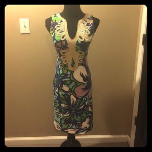 EUC Floral and Gold Lily Pulitzer Shift Dress